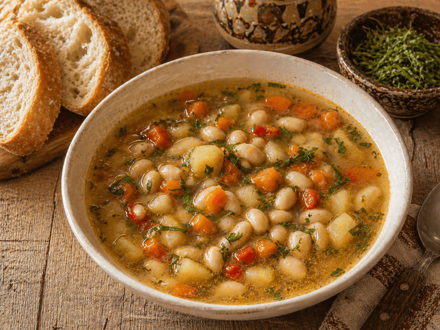 Ciorbă de fasole cu tarhon pregătită ca rețetă de post.