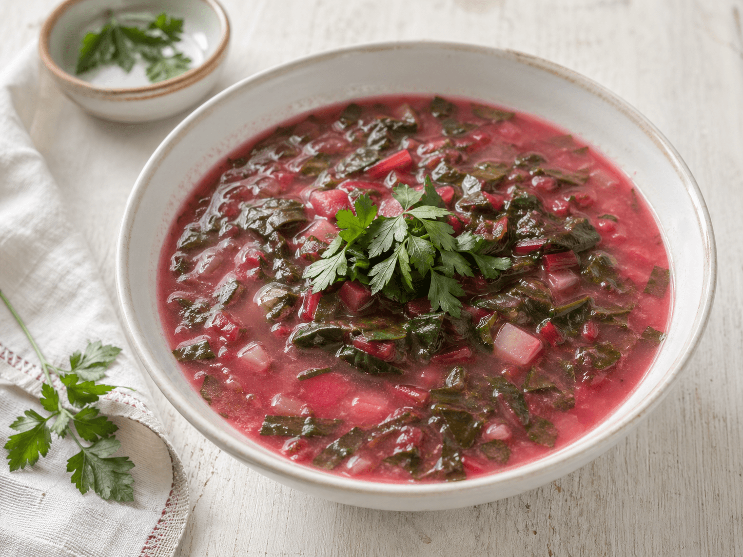 Ciorbă de lobodă cu borș pregătită ca rețetă de post.