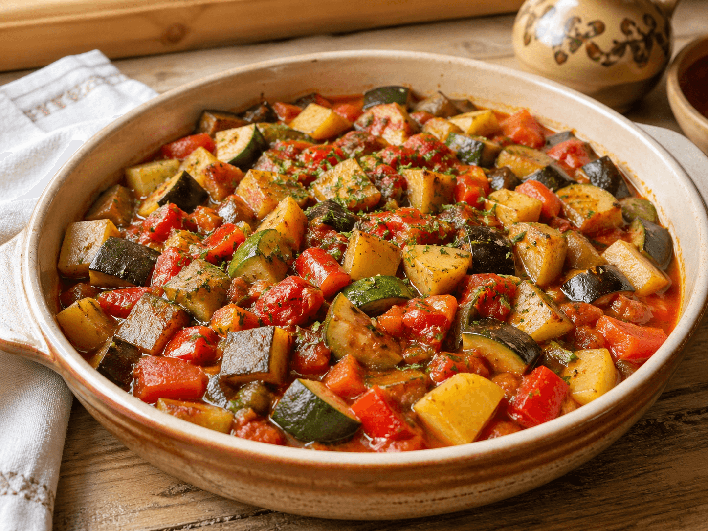 Ghiveci de legume pregătită ca rețetă de post.